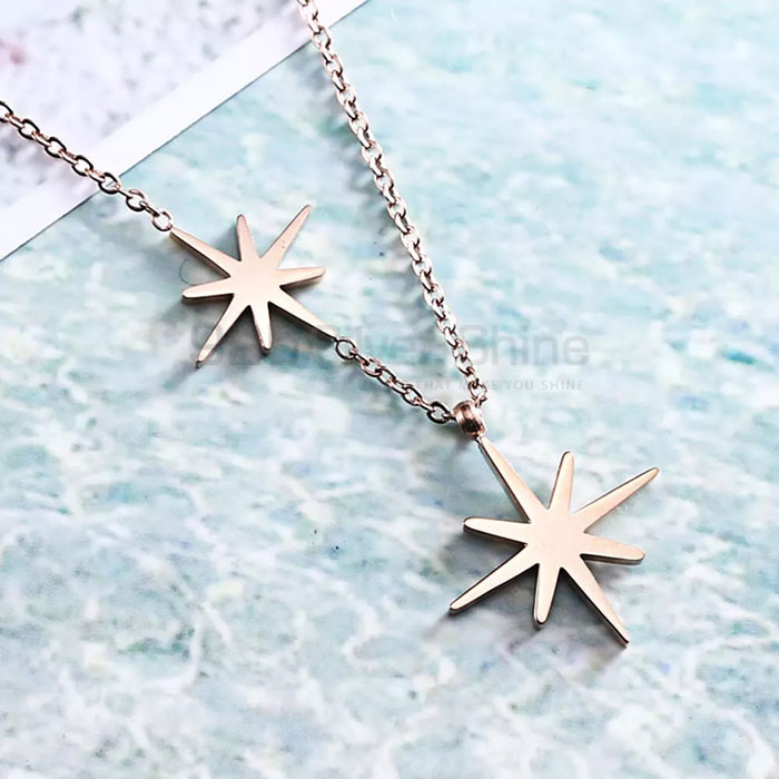 Awesome Look Sterling Silver Chain Necklace With Star Charm STMN520_0