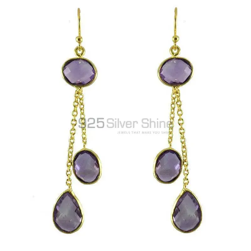 Beautiful 925 Sterling Silver Earrings In Amethyst Gemstone Jewelry 925SE1296