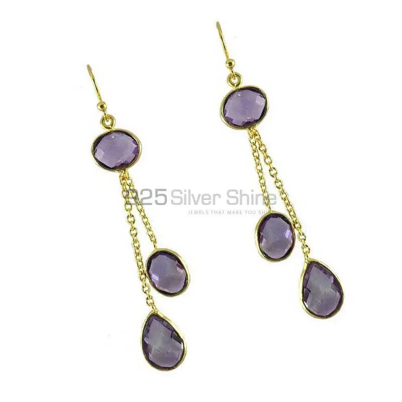 Beautiful 925 Sterling Silver Earrings In Amethyst Gemstone Jewelry 925SE1296_0