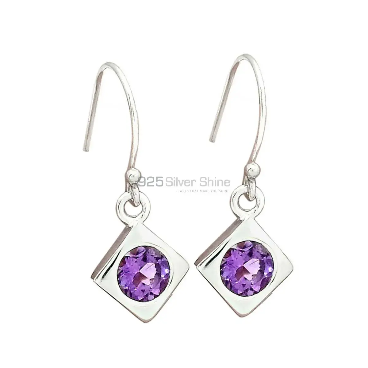 925 Sterling Silver Earrings In Amethyst Gemstone Jewelry 925SE2697_0