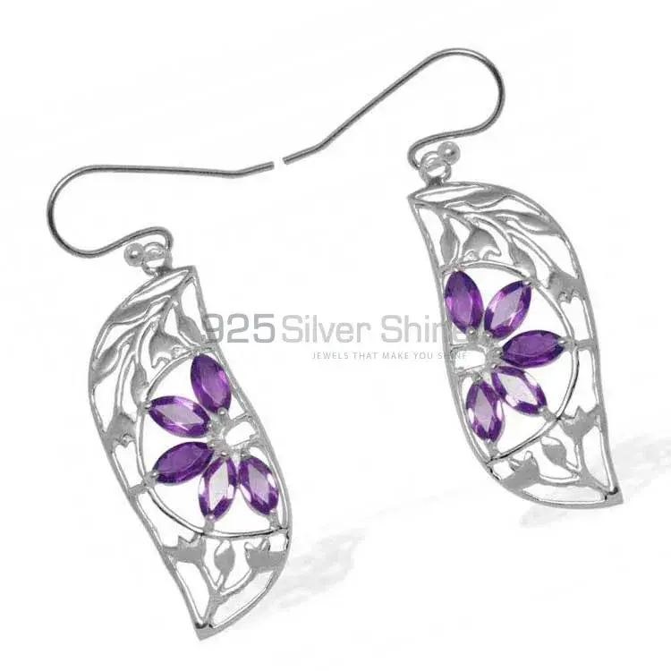 Beautiful 925 Sterling Silver Earrings In Amethyst Gemstone Jewelry 925SE910_0