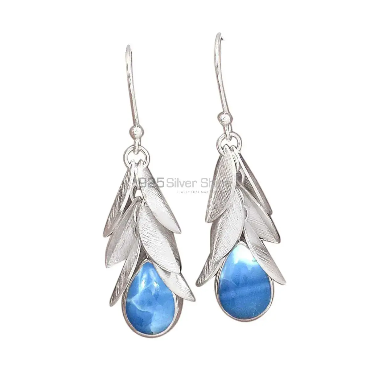 925 Sterling Silver Earrings In Blue Lace Agate Gemstone Jewelry 925SE3022_0
