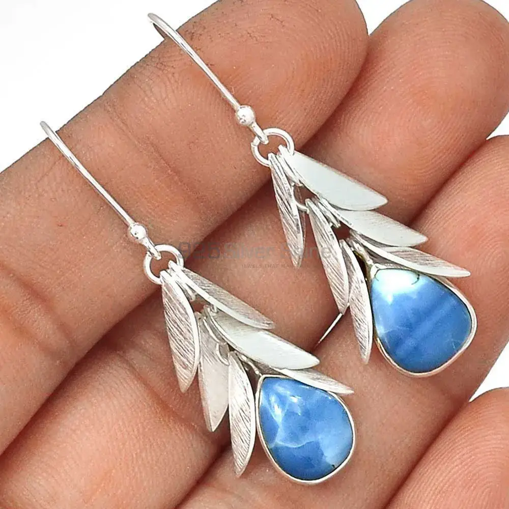 Beautiful 925 Sterling Silver Earrings In Blue Lace Agate Gemstone Jewelry 925SE3022_1