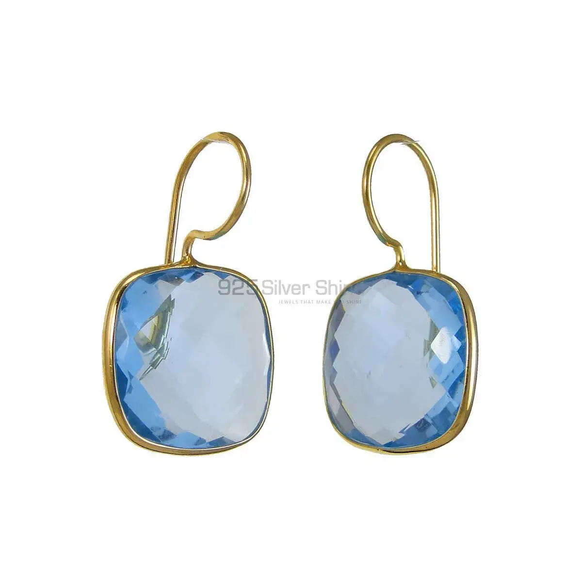 Beautiful 925 Sterling Silver Earrings In Blue Quartz Gemstone Jewelry 925SE1971