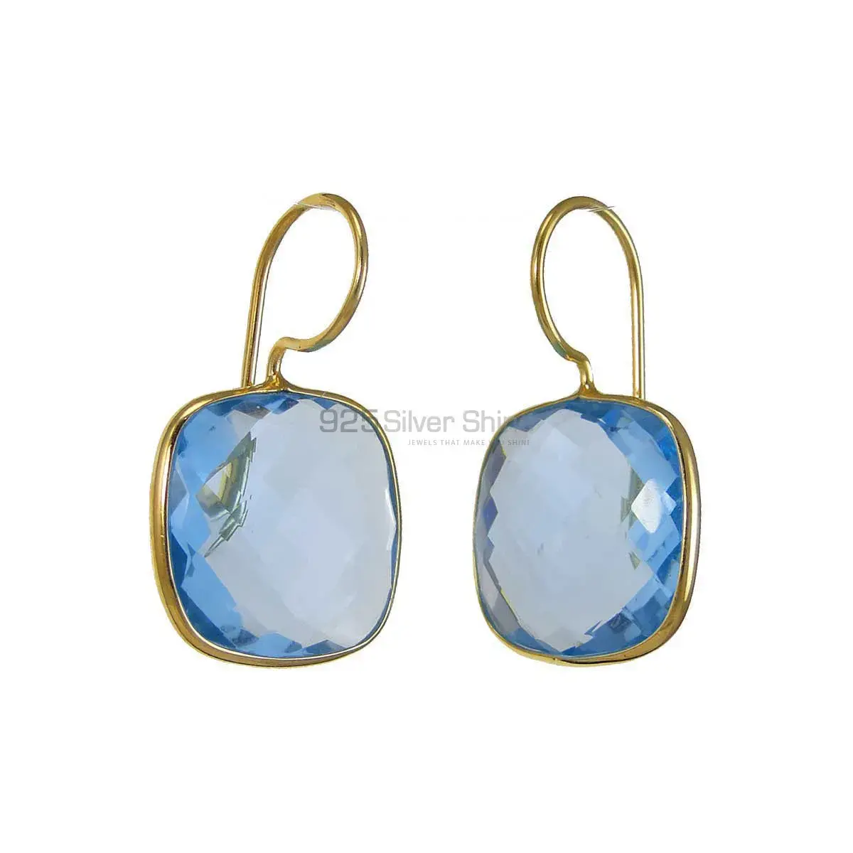 925 Sterling Silver Earrings In Blue Quartz Gemstone Jewelry 925SE1971_0