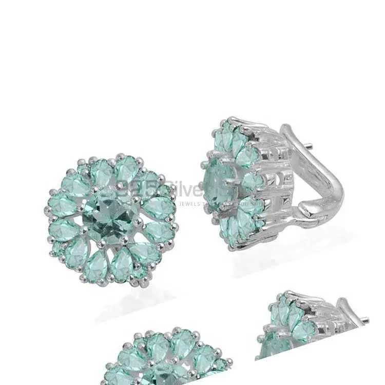 Beautiful 925 Sterling Silver Earrings In Blue Topaz Gemstone Jewelry 925SE989_0