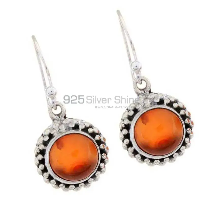 Beautiful 925 Sterling Silver Earrings In Carnelian Gemstone Jewelry 925SE1217_0