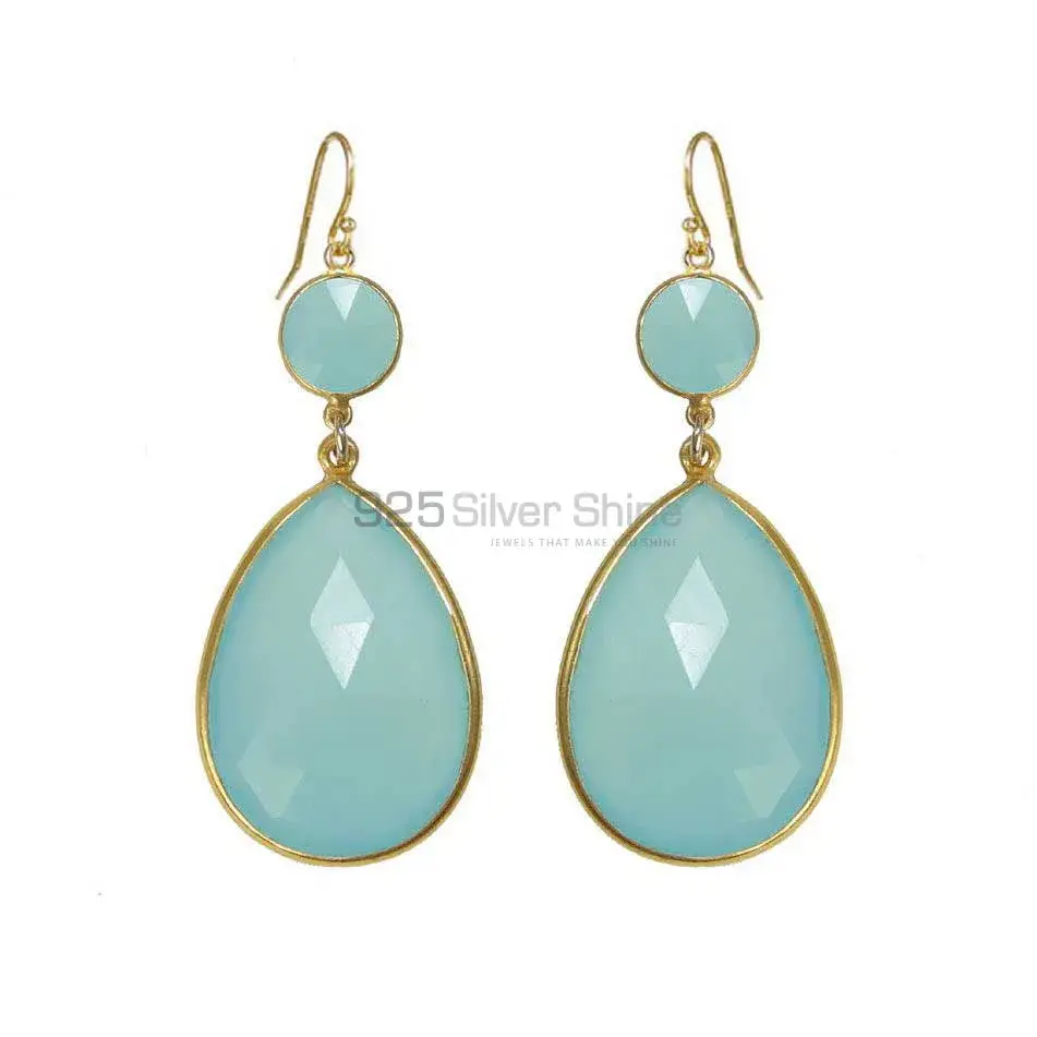 Beautiful 925 Sterling Silver Earrings In Chalcedony Gemstone Jewelry 925SE1892