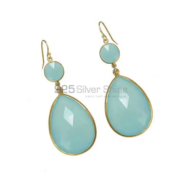 Beautiful 925 Sterling Silver Earrings In Chalcedony Gemstone Jewelry 925SE1892_0