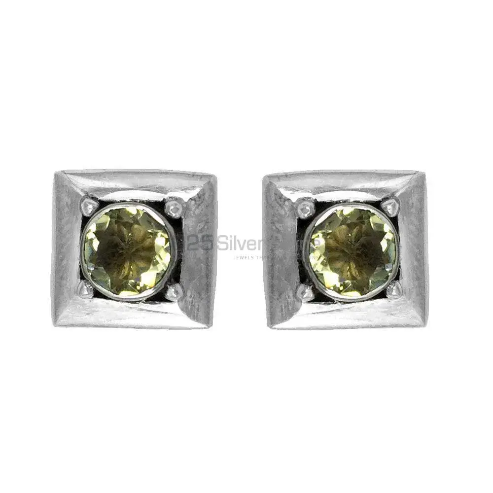 Beautiful 925 Sterling Silver Earrings In Green Amethyst Gemstone Jewelry 925SE1375