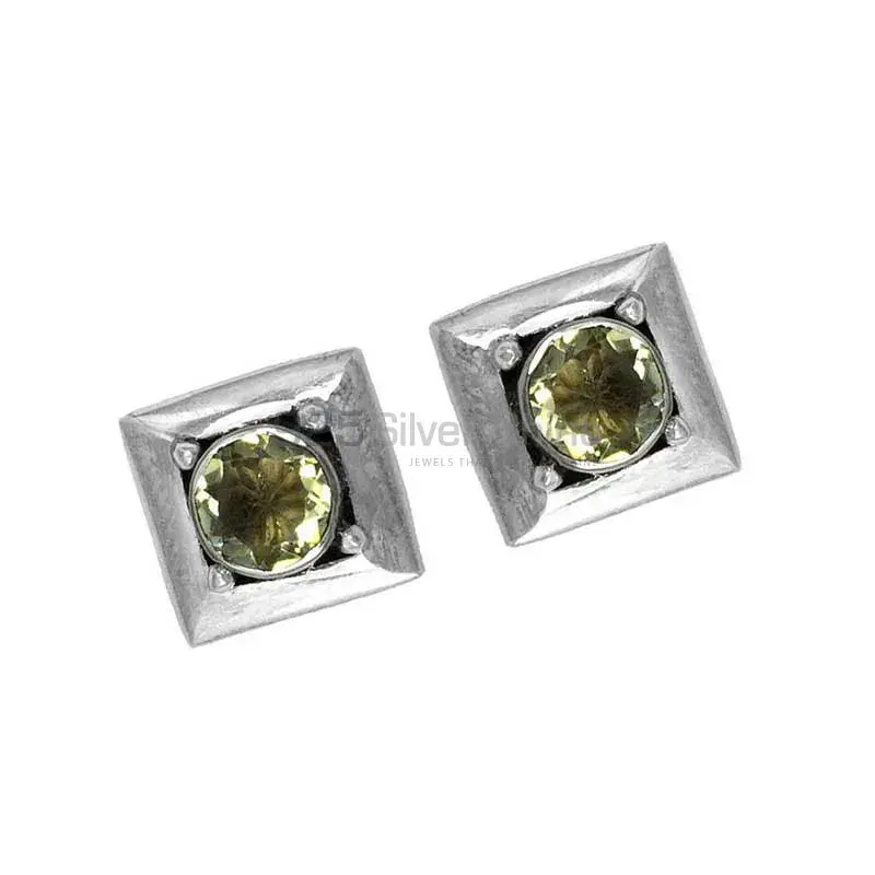 Beautiful 925 Sterling Silver Earrings In Green Amethyst Gemstone Jewelry 925SE1375_0