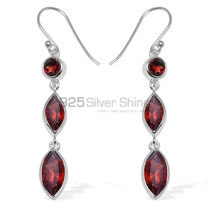 Beautiful 925 Sterling Silver Earrings In Garnet Gemstone Jewelry 925SE1147