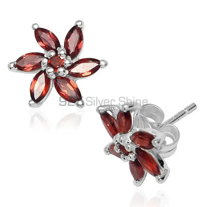 Beautiful 925 Sterling Silver Earrings In Garnet Gemstone Jewelry 925SE752