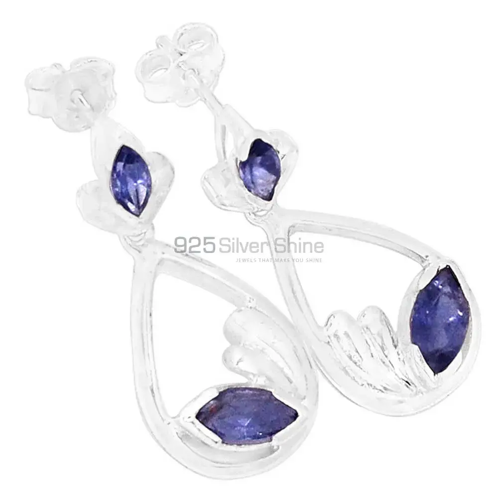 Beautiful 925 Sterling Silver Earrings In Iolite Gemstone Jewelry 925SE436