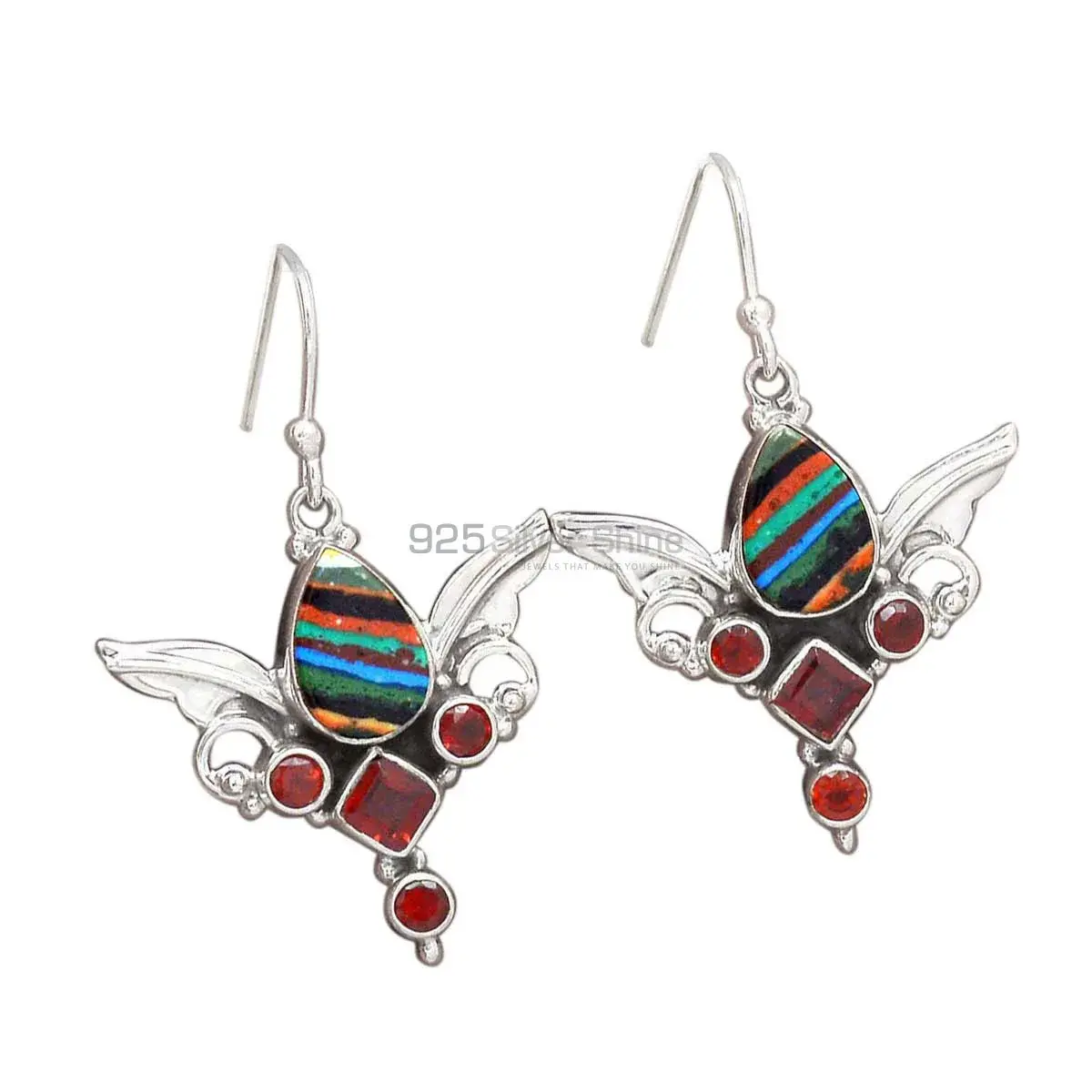 Beautiful 925 Sterling Silver Earrings In Multi Gemstone Jewelry 925SE2625