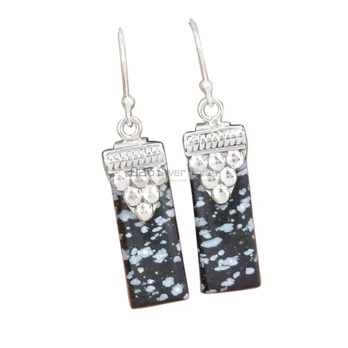 Beautiful 925 Sterling Silver Earrings In Snow flax Gemstone Jewelry 925SE2467