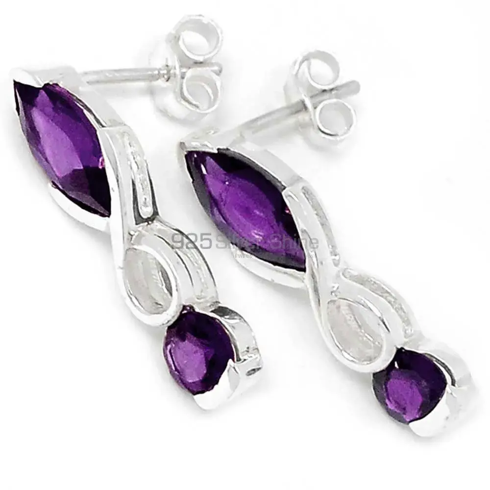 Beautiful 925 Sterling Silver Earrings Wholesaler In Amethyst Gemstone Jewelry 925SE446