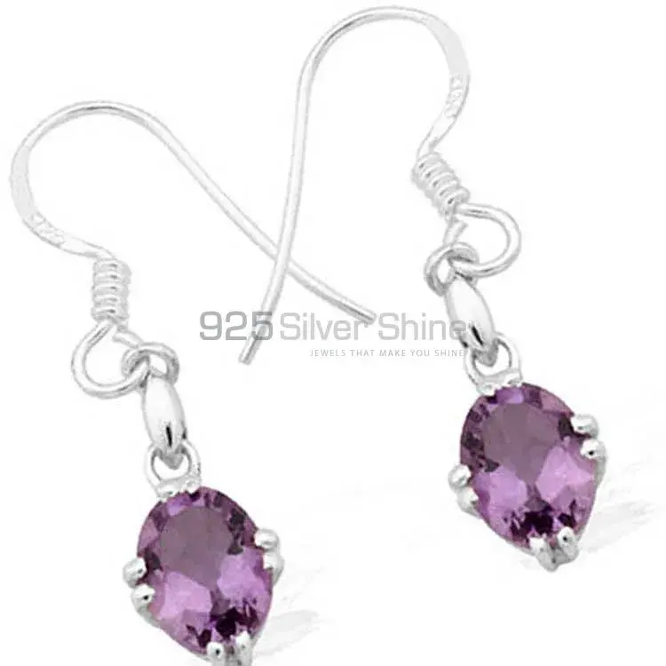 925 Sterling Silver Earrings In Amethyst Gemstone Jewelry 925SE920_0