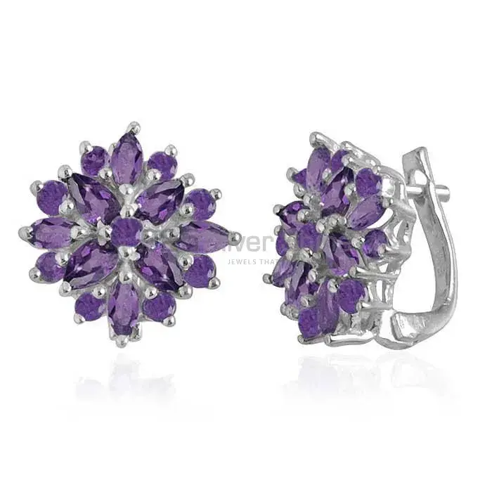 Beautiful 925 Sterling Silver Earrings Wholesaler In Amethyst Gemstone Jewelry 925SE999