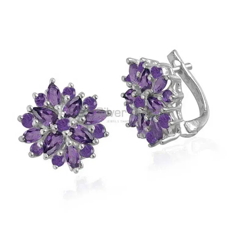 925 Sterling Silver Earrings In Amethyst Gemstone Jewelry 925SE999_1