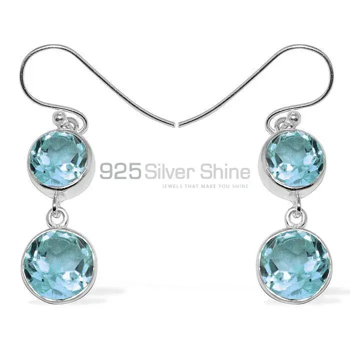 Beautiful 925 Sterling Silver Earrings Wholesaler In Blue Topaz Gemstone Jewelry 925SE1157