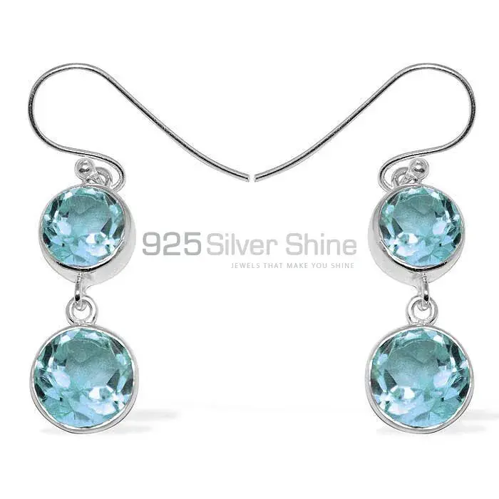925 Sterling Silver Earrings In Blue Topaz Gemstone Jewelry 925SE1157_0