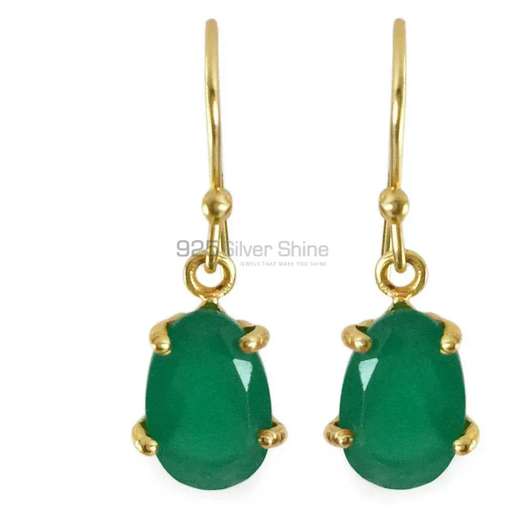 925 Sterling Silver Earrings In Green Onyx Gemstone Jewelry 925SE1306_0