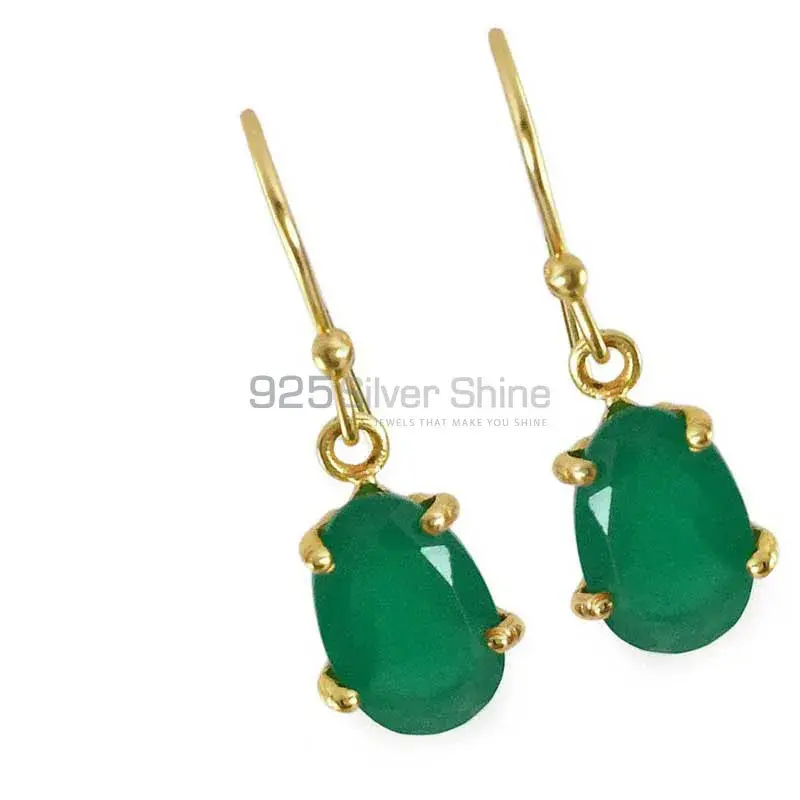 Beautiful 925 Sterling Silver Earrings Wholesaler In Green Onyx Gemstone Jewelry 925SE1306_0