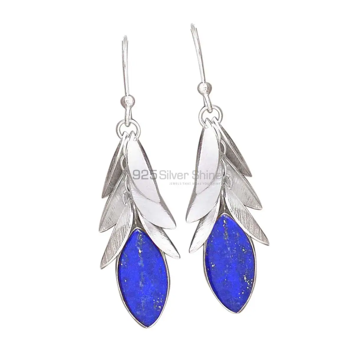 Beautiful 925 Sterling Silver Earrings Wholesaler In Lapis Gemstone Jewelry 925SE3032