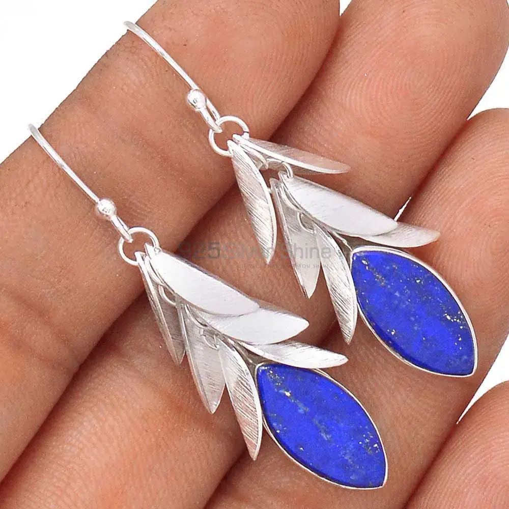 Beautiful 925 Sterling Silver Earrings Wholesaler In Lapis Gemstone Jewelry 925SE3032_1