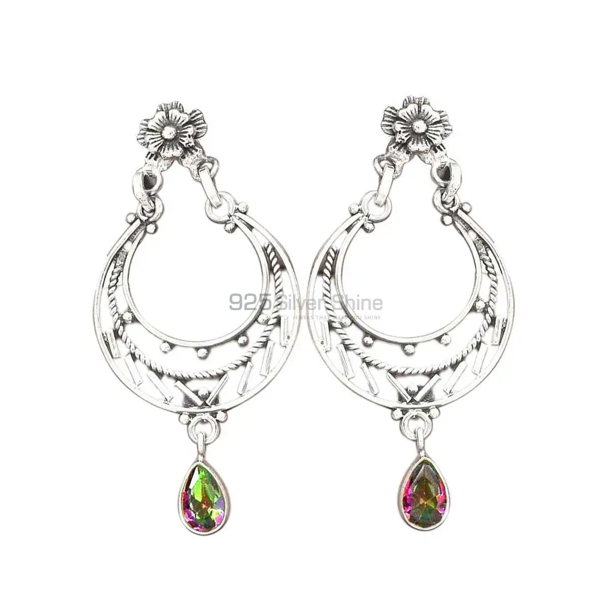 Beautiful 925 Sterling Silver Earrings Wholesaler In Mystic Topaz Gemstone Jewelry 925SE3111