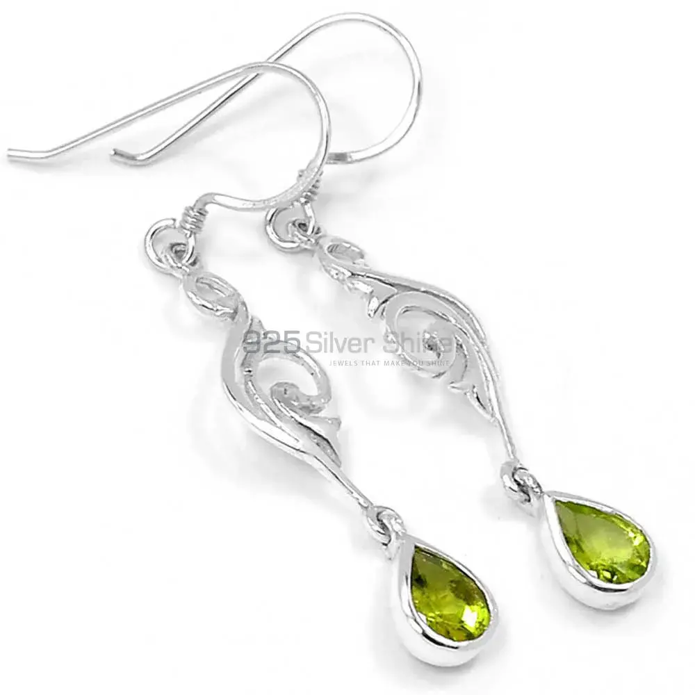 Beautiful 925 Sterling Silver Earrings Wholesaler In Peridot Gemstone Jewelry 925SE525