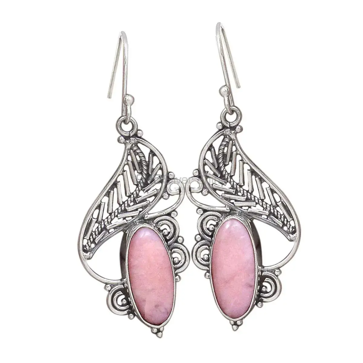 925 Sterling Silver Earrings In Pink Opal Gemstone Jewelry 925SE2953_0