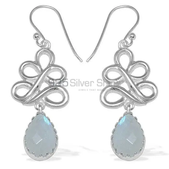 925 Sterling Silver Earrings In Rainbow Moonstone Jewelry 925SE841_0
