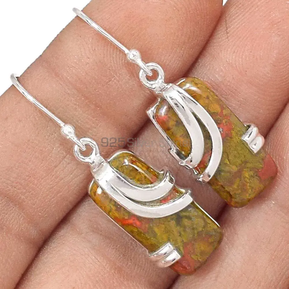 Beautiful 925 Sterling Silver Earrings Wholesaler In Unakite Gemstone Jewelry 925SE2082_0