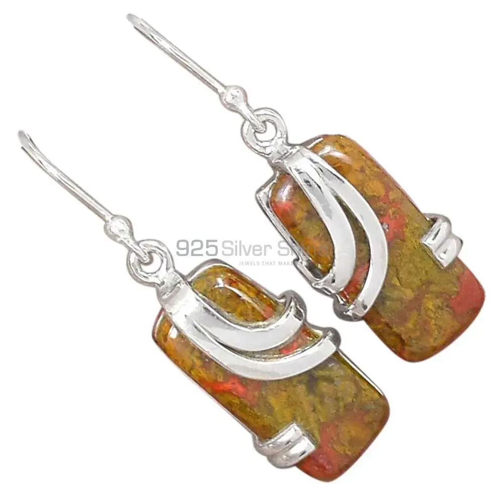 Beautiful 925 Sterling Silver Earrings Wholesaler In Unakite Gemstone Jewelry 925SE2082_1