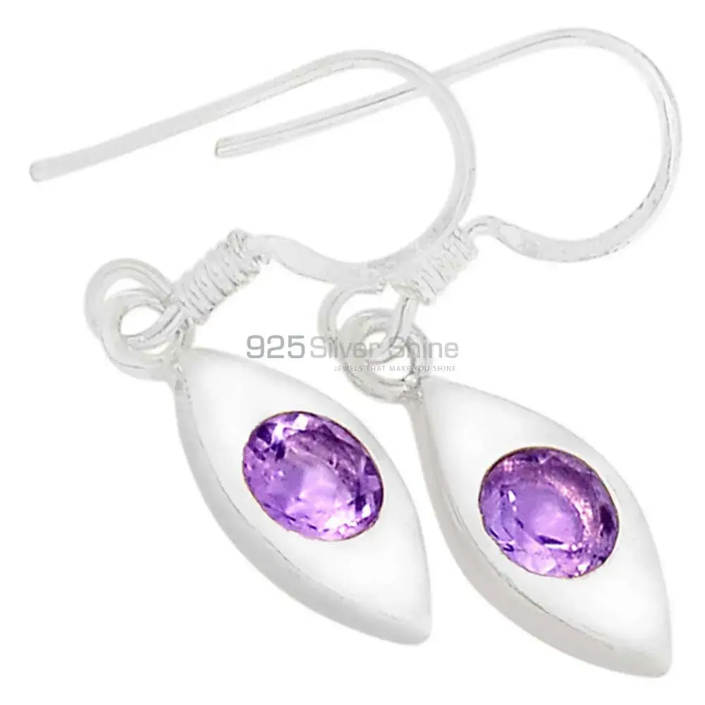 925 Sterling Silver Handmade Earrings In Amethyst Gemstone Jewelry 925SE456_0