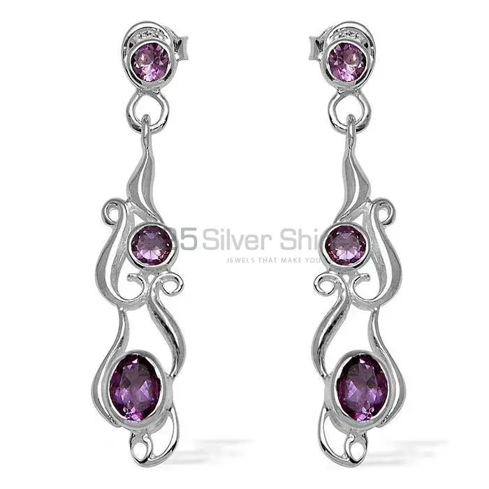 Beautiful 925 Sterling Silver Handmade Earrings Exporters In Amethyst Gemstone Jewelry 925SE772