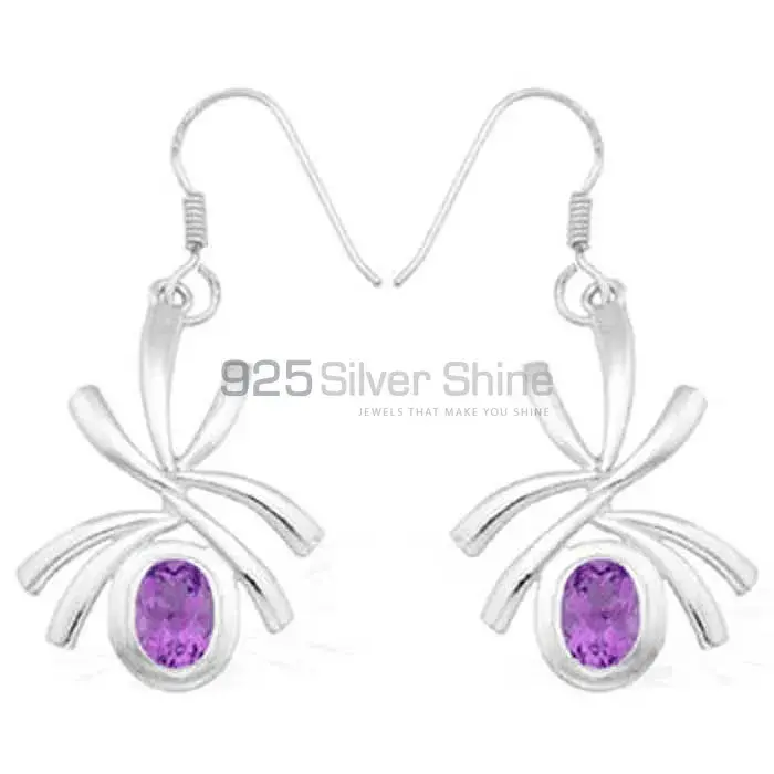 925 Sterling Silver Handmade Earrings In Amethyst Gemstone Jewelry 925SE930
