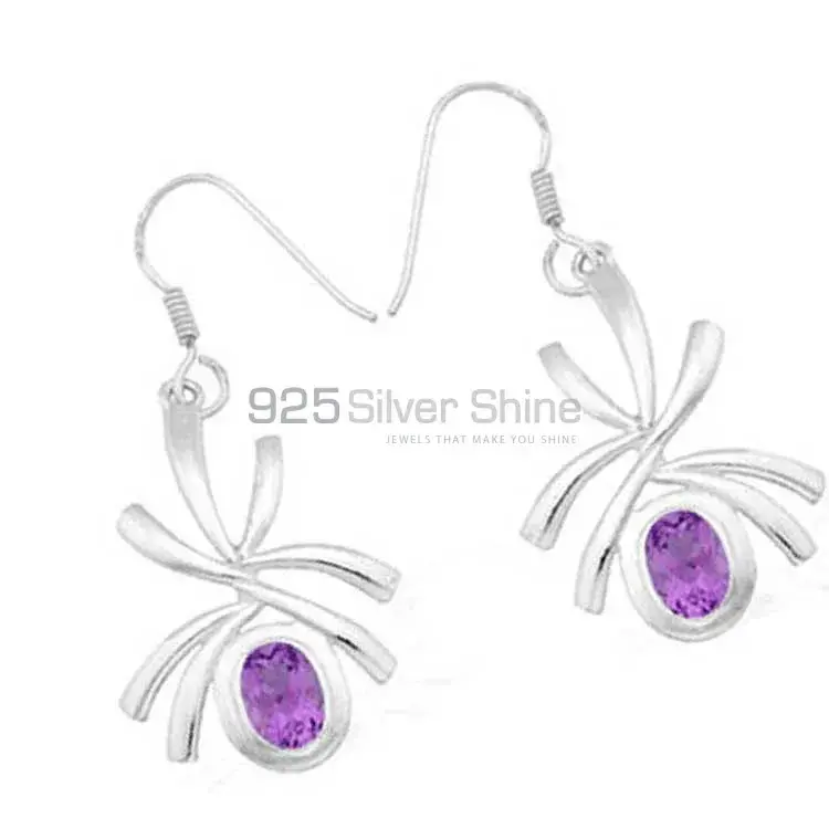 925 Sterling Silver Handmade Earrings In Amethyst Gemstone Jewelry 925SE930_0