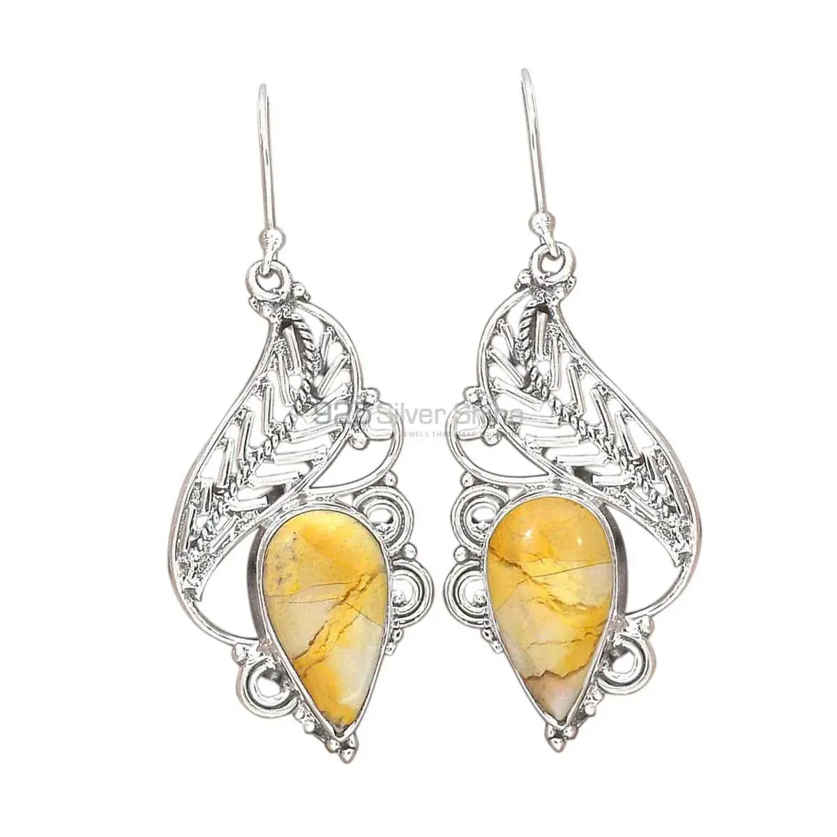 925 Sterling Silver Handmade Earrings In Bracketed Mookaite Gemstone Jewelry 925SE2963_0