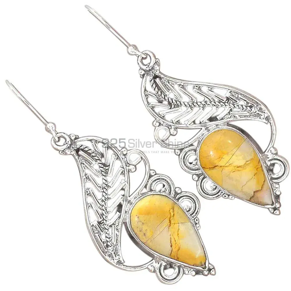 925 Sterling Silver Handmade Earrings In Bracketed Mookaite Gemstone Jewelry 925SE2963_2