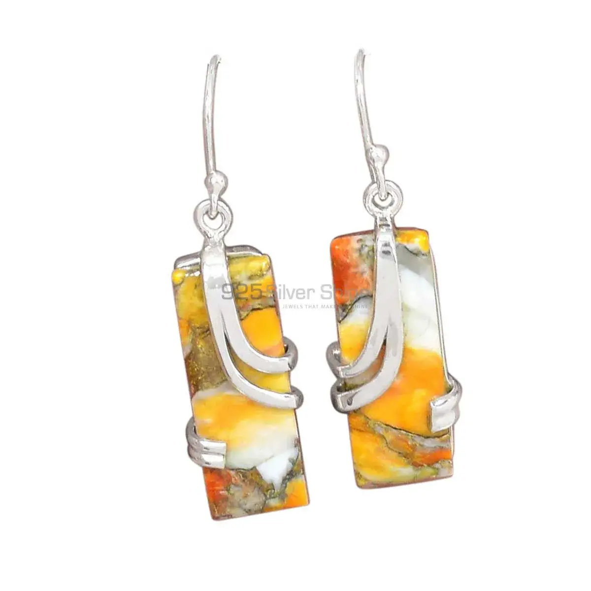 925 Sterling Silver Handmade Earrings In Brecciated Mookaite Gemstone Jewelry 925SE2092_0
