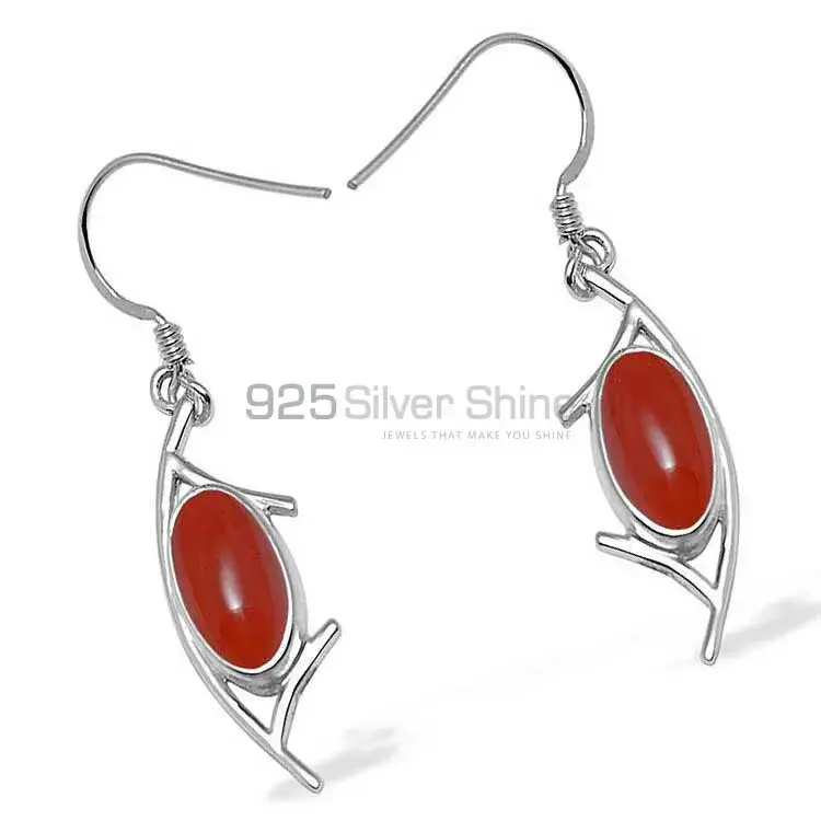 925 Sterling Silver Handmade Earrings In Carnelian Gemstone Jewelry 925SE1009_1