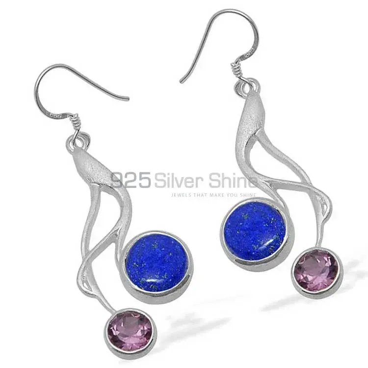 925 Sterling Silver Handmade Earrings In Multi Gemstone Jewelry 925SE1088_0