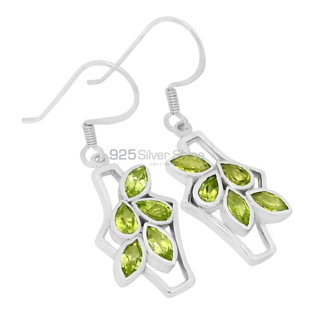 925 Sterling Silver Handmade Earrings In Peridot Gemstone Jewelry 925SE614_0
