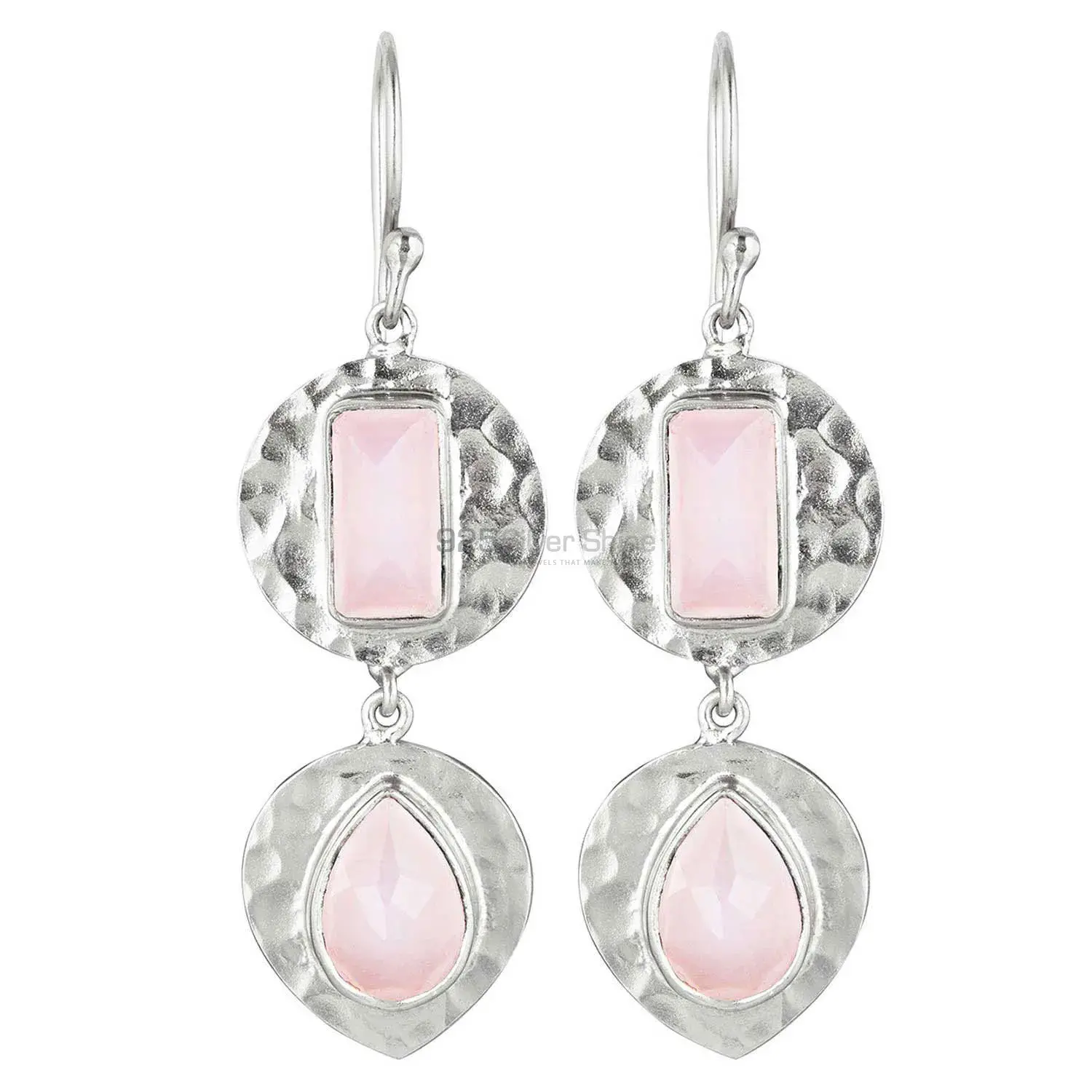 925 Sterling Silver Handmade Earrings In Rose Quartz Gemstone Jewelry 925SE1833_0