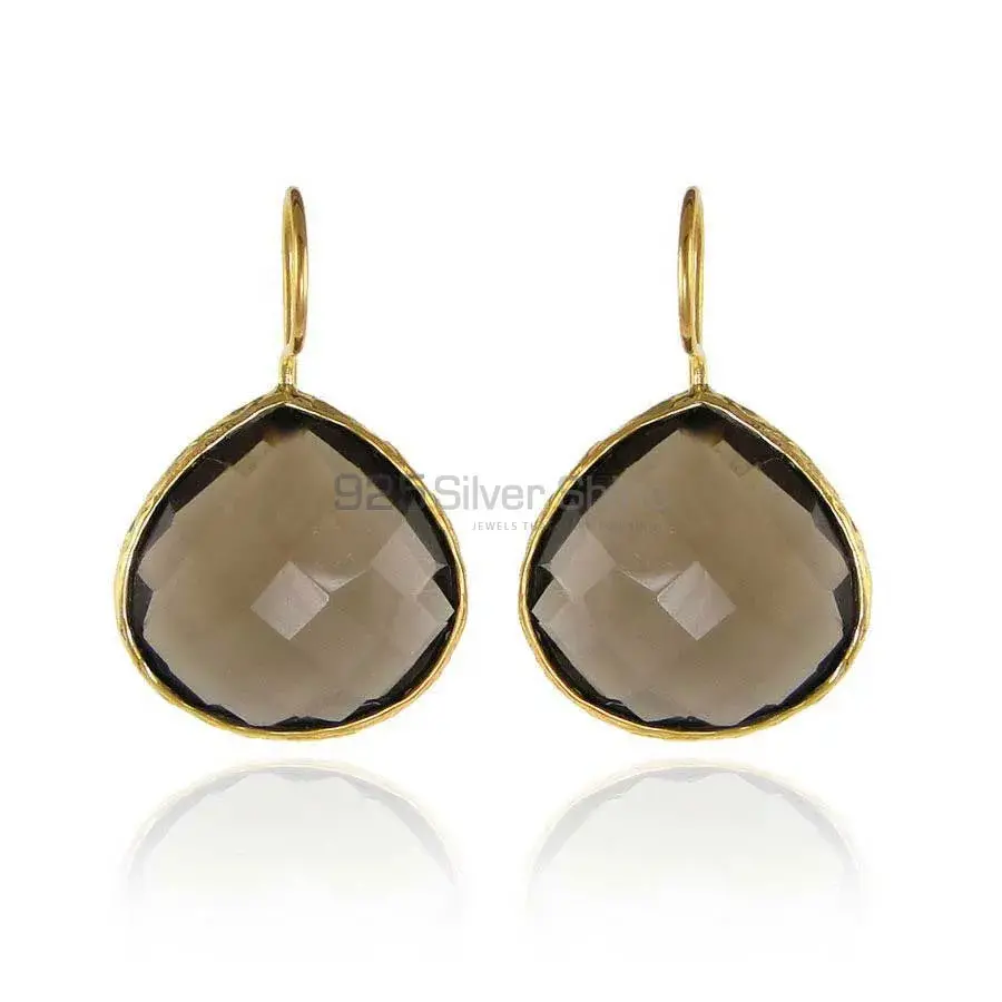 925 Sterling Silver Handmade Earrings In Smoky Quartz Gemstone Jewelry 925SE1991_0
