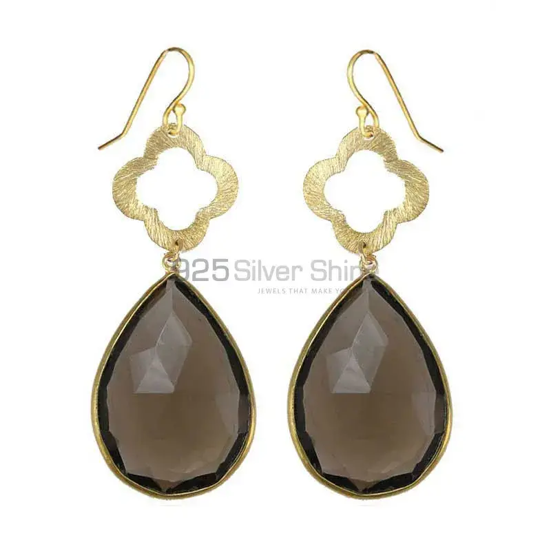 Beautiful 925 Sterling Silver Handmade Earrings Exporters In Smoky Quartz Gemstone Jewelry 925SE1912