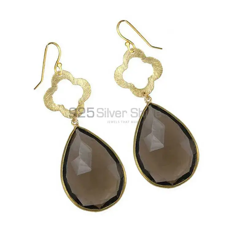 Beautiful 925 Sterling Silver Handmade Earrings Exporters In Smoky Quartz Gemstone Jewelry 925SE1912_0